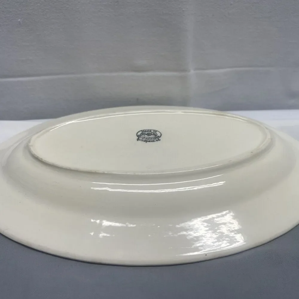 Large Vintage Oval Hand Painted Ceramic Porcelian Platter Dish Czech. Dinnerware
